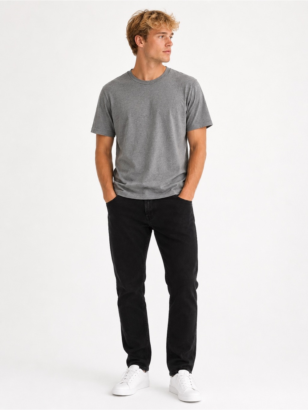 TRUE CLASSIC Gray Crewneck Short Sleeve Tee